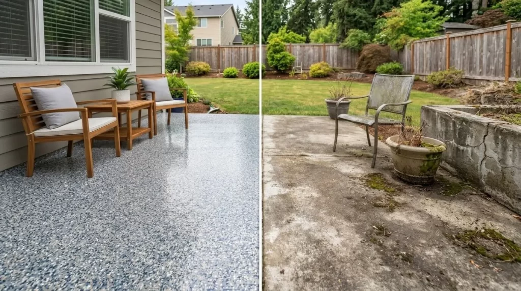Polyaspartic Patio Coating vs Bare Concrete
